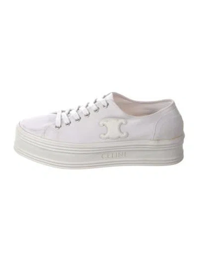 Pre-owned Celine Canvas Sneakers In White