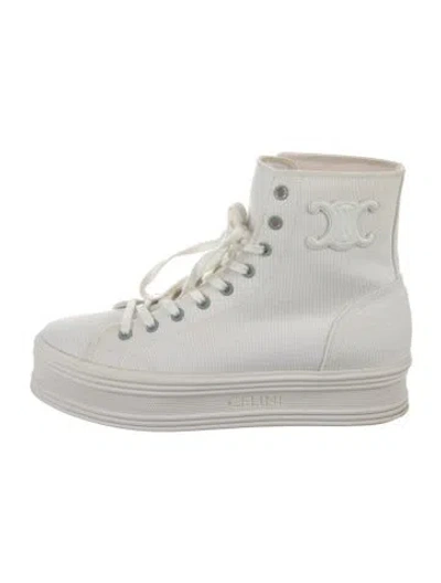 Pre-owned Celine Canvas Sneakers In White