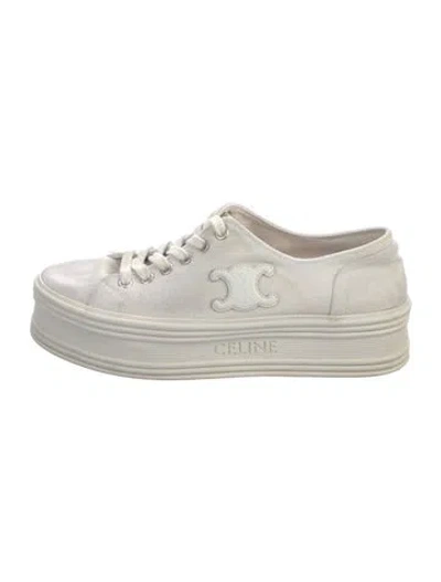 Pre-owned Celine Canvas Sneakers In White