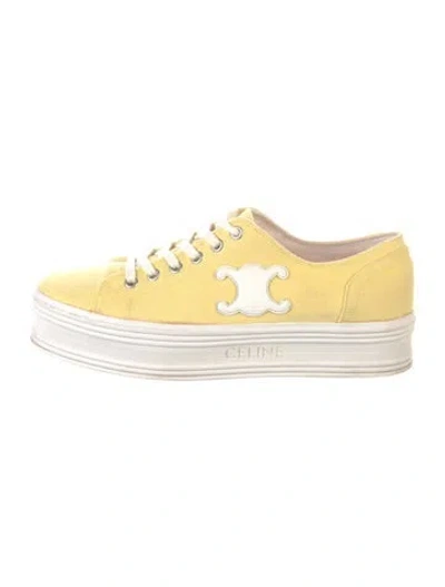 Pre-owned Celine Canvas Sneakers In Yellow