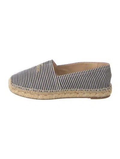 Pre-owned Celine Canvas Striped Espadrilles In Blue/white