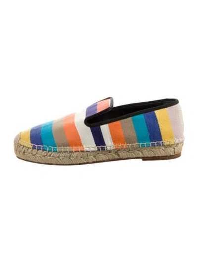 Pre-owned Celine Canvas Striped Espadrilles In Neutral