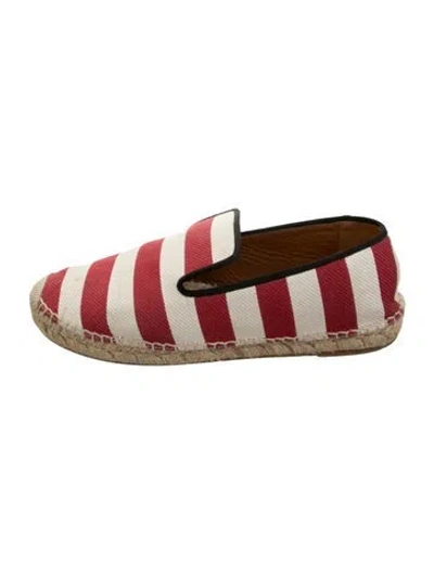 Pre-owned Celine Canvas Striped Espadrilles In Neutrals/red