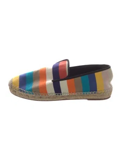 Pre-owned Celine Canvas Striped Espadrilles In Orange