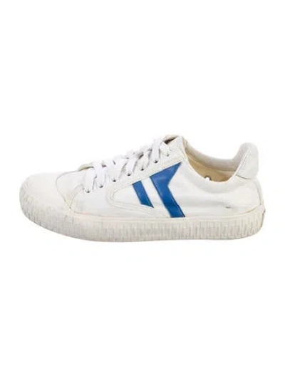 Pre-owned Celine Canvas Striped Sneakers In White