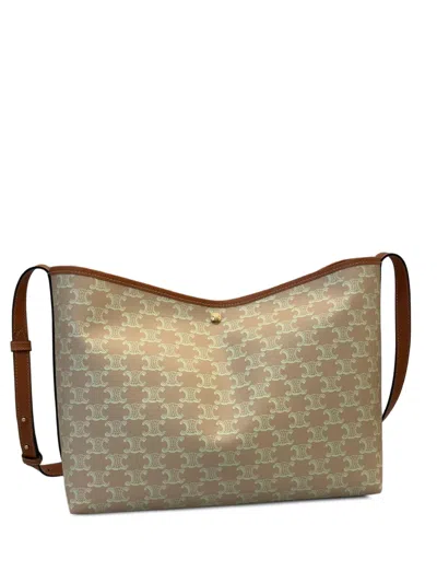 Celine Canvas Tote Bag Triomphe In Green