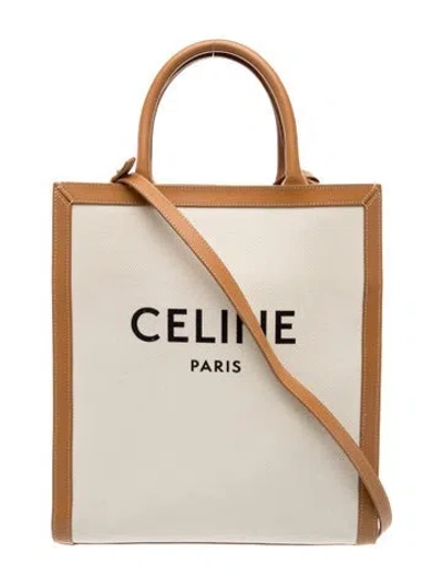 Pre-owned Celine Canvas Vertical Cabas Medium In Neutral