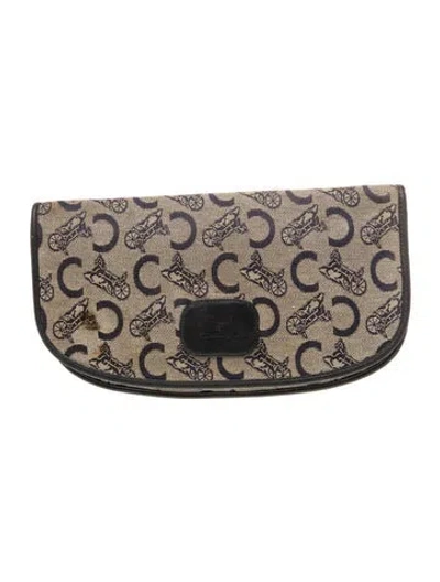 Pre-owned Celine Canvas Vintage Sulky Horse Carriage Clutch In Brown