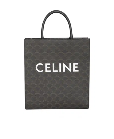 Celine Capas Medium Logo Print Shoulder Bag In Black