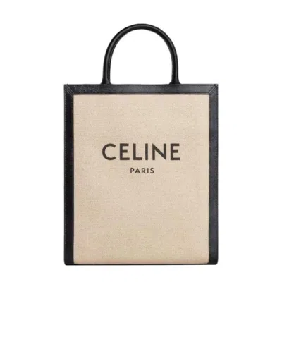 Celine Capas Small Fabric Cow Leather Print Vertical Handbag In Nude