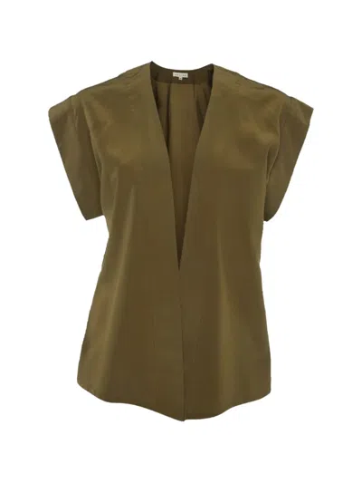 Pre-owned Celine Cap-sleeve Blouse In Green
