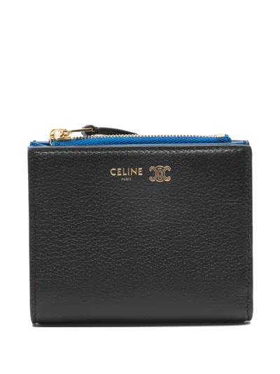Celine Capsule Leather Wallet In Blue