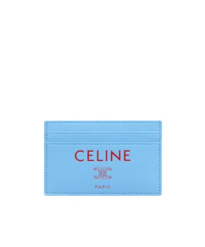 Celine Card Holder In Smooth Lambskin In Blue