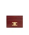 Celine Card Holder Triomphe In Python In Red