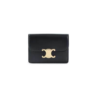 Celine Card Holder With Flap Women In Black