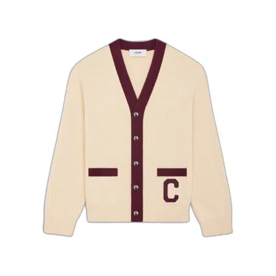 Celine Men College Cotton Cardigan In Neutral