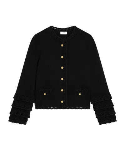 Celine Cardigan In Fine Wool In Black