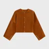 Celine Cardigan Jacket In Suede In Brown