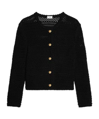 Celine Cardigan Jacket In Cotton Crochet In Black