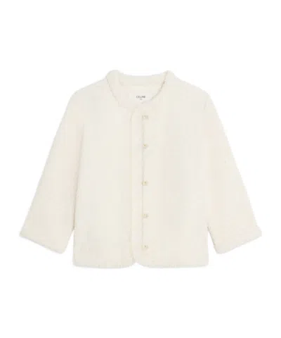 Celine Cardigan Jacket In Cotton Natté In White