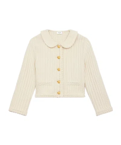 Celine Cardigan Jacket In Cotton In Off White