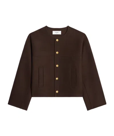 Celine Cardigan Jacket In Double Face Cashmere In Brown