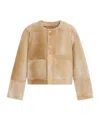 Celine Cardigan Jacket In Lamb Shearling In Neutral