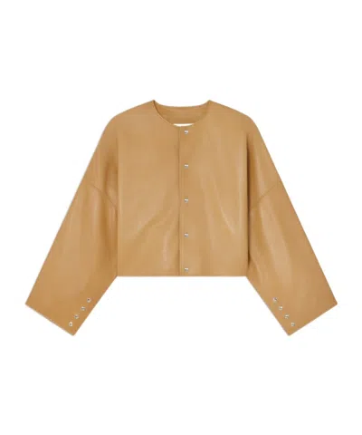 Celine Cardigan Jacket In Lambskin In Brown