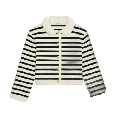 Celine Cardigan Jacket Striped Wool In Multi