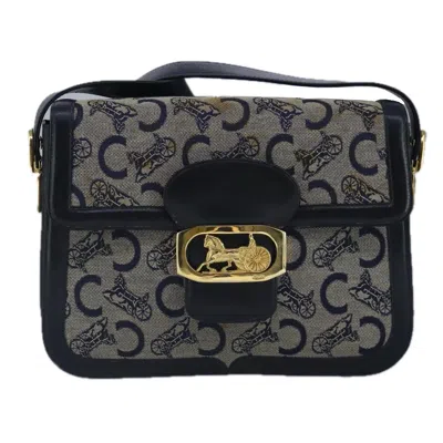Pre-owned Celine Céline Carriage Navy Canvas Shoulder Bag ()