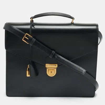 Pre-owned Celine Cartable Small Black Box Leather Briefcase