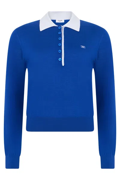 Celine Cashmere And Silk Blend Sweater - Long Sleeve In Blue