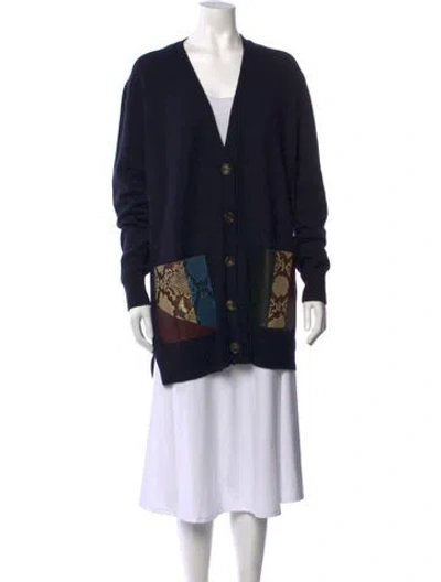 Pre-owned Celine Cashmere Animal Print Sweater In Blue