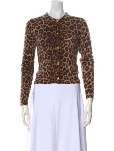 Pre-owned Celine Cashmere Animal Print Sweater In Brown