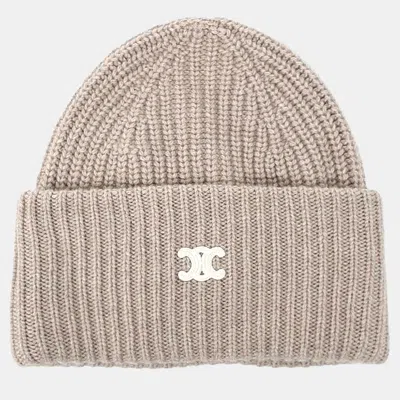 Pre-owned Celine Cashmere Beige Beanie In Sand