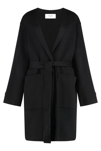 Celine Cashmere Coat In Black