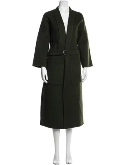 Pre-owned Celine Cashmere Coat In Green