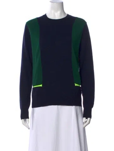 Pre-owned Celine Cashmere Colorblock Pattern Sweater In Blue