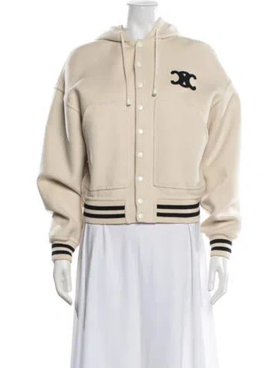 Pre-owned Celine Cashmere Crew Neck Hoodie In Neutrals