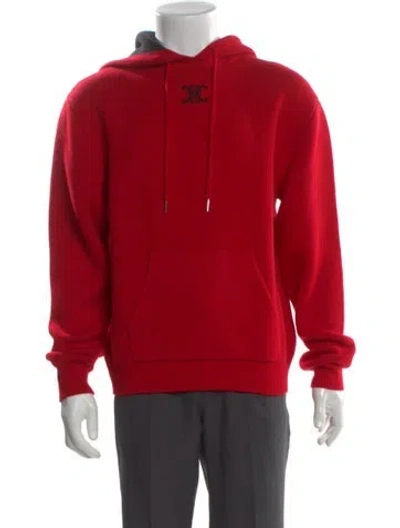 Pre-owned Celine Cashmere Crew Neck Hoodie In Red