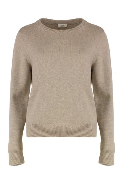 Celine Cashmere Crewneck Sweater In Neutral