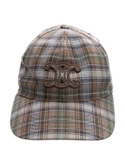Pre-owned Celine Cashmere Flannel Triomphe Baseball Cap In Brown