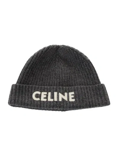 Pre-owned Celine Cashmere Knit Beanie In Gray