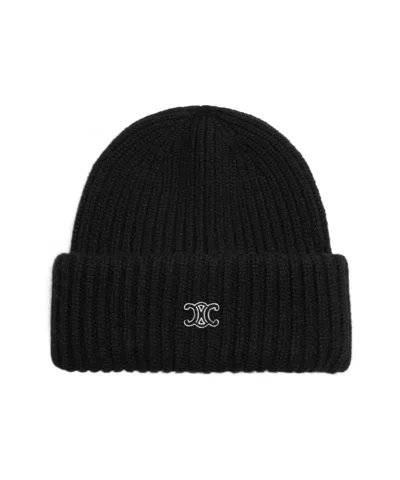 Celine Cashmere Knit Hat In Black