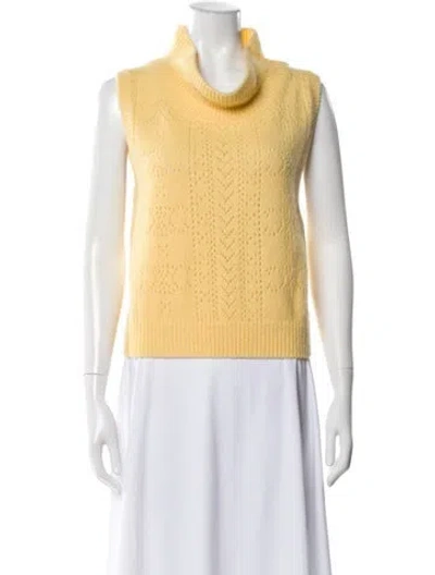 Pre-owned Celine Cashmere Mock Neck Sweater In Yellow