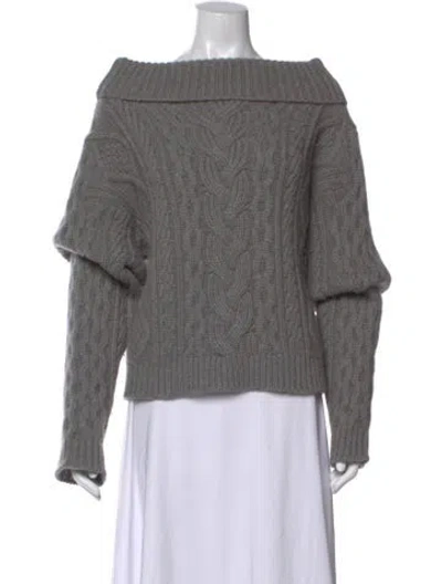 Pre-owned Celine Cashmere Off-the-shoulder Sweater In Gray