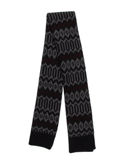 Pre-owned Celine Cashmere Patterned Scarf In Blue