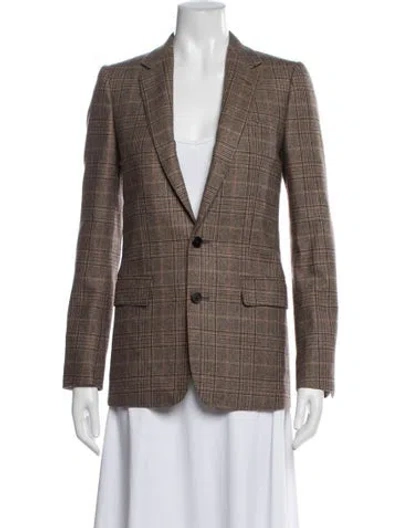 Pre-owned Celine Cashmere Plaid Print Blazer In Neutrals