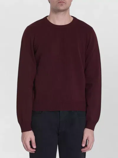 Celine Cashmere Ribbed Regular-fit Crewneck Sweater In Burgundy