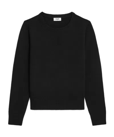 Celine Cashmere Round-neck Sweater In Black